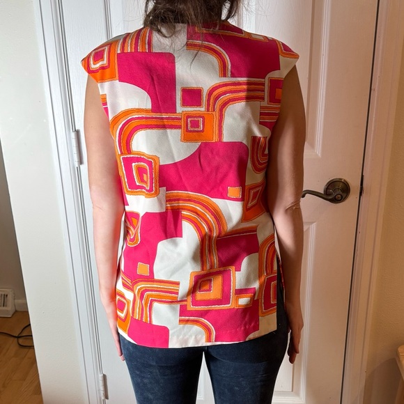 🌸 Vintage 60s Pykettes Psychedelic Geometric Tunic Blouse | Mod Op-Art Top - Picture 3 of 8